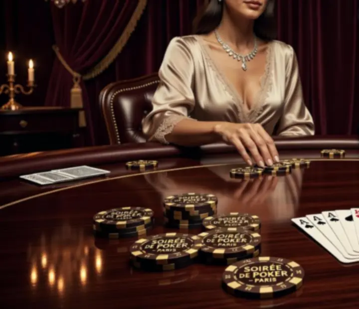 Tables de poker événementiel entourées de convives lors d’un gala